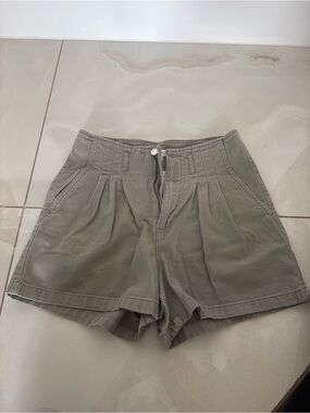 Dynamite Olive High-Rise Pleated Shorts